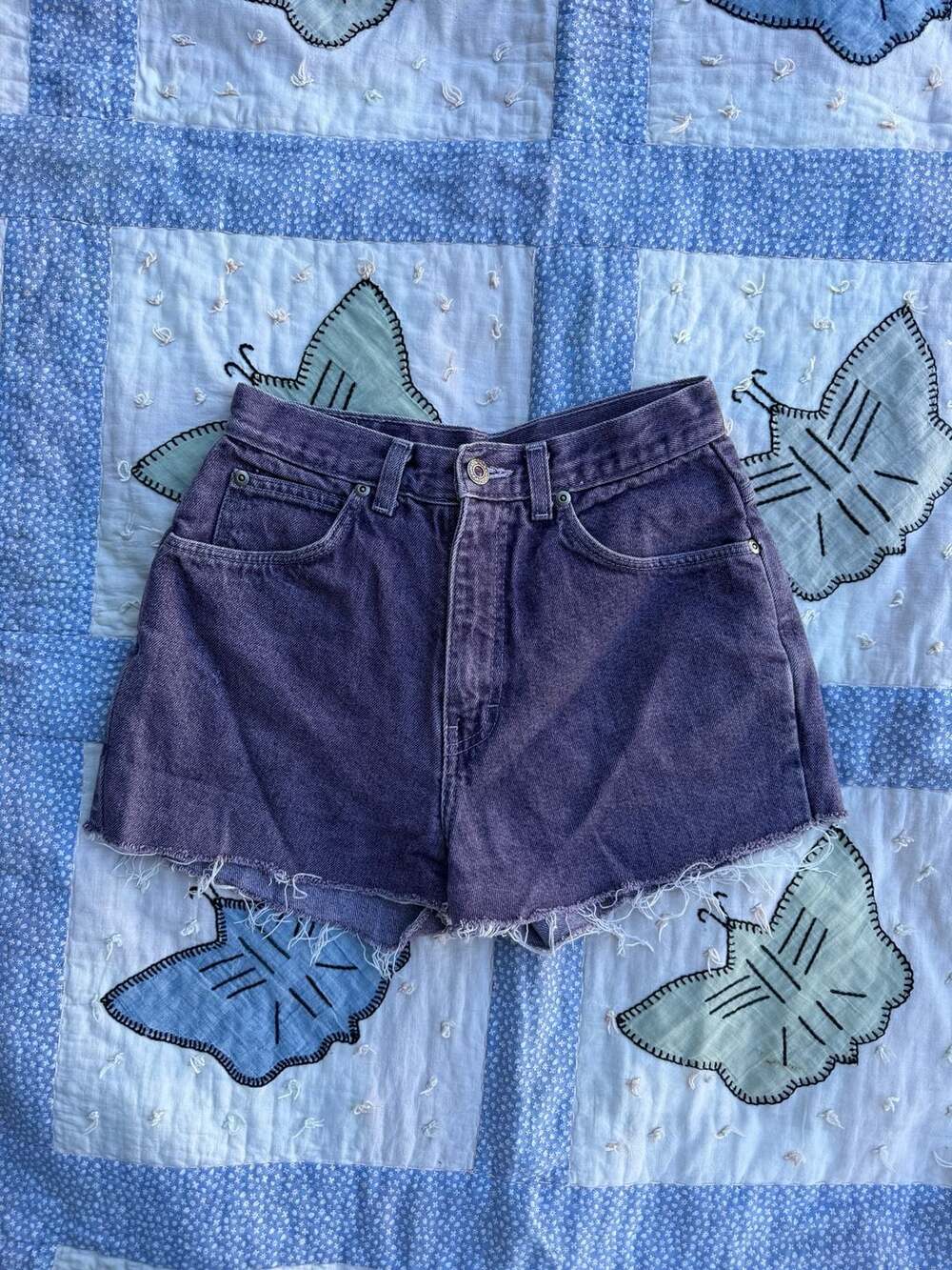 Vintage Bonjour Purple Denim Cut Off Shorts